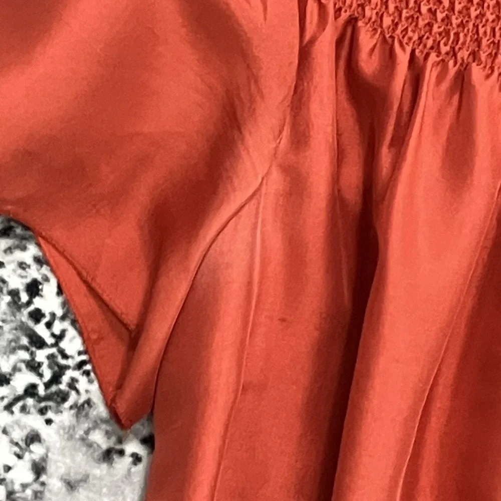 Tory Burch Silk Off Shoulder Midi‎ Dress Smocked Neck Belted Womens Size XL